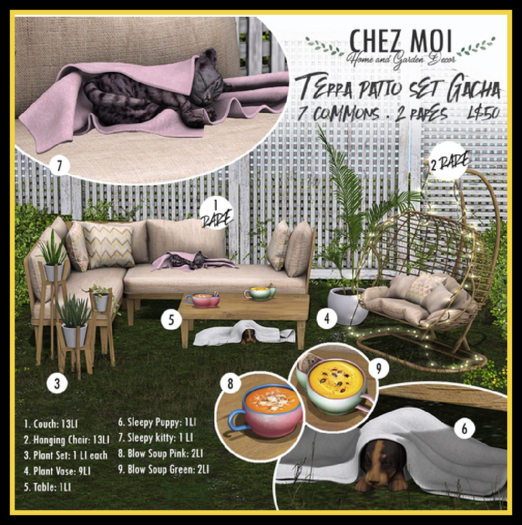 Second Life Marketplace CHEZ MOI Gacha Terra Patio Set (FULL SET )
